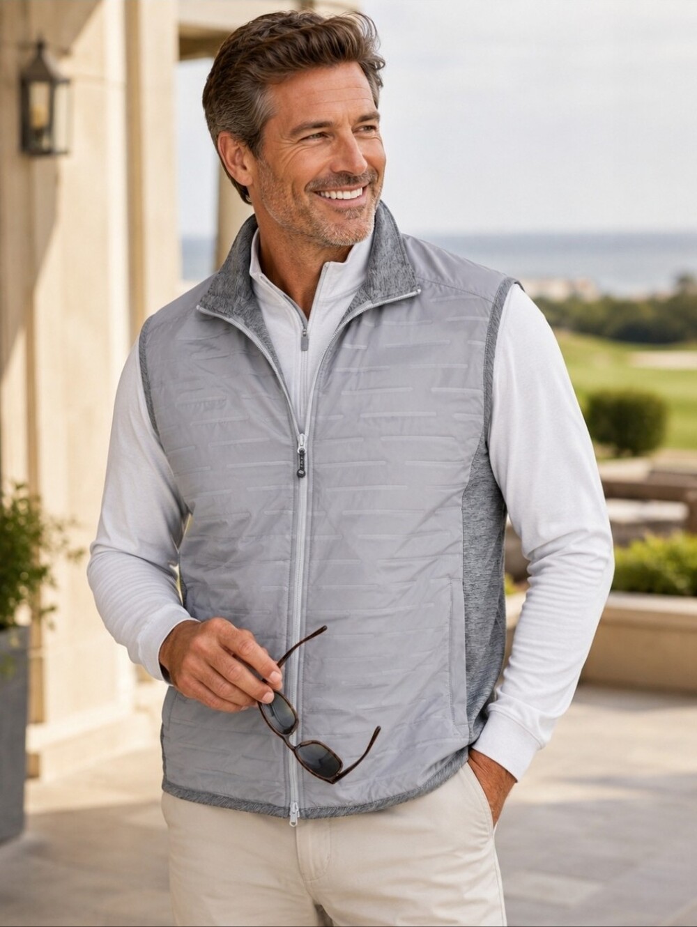 Southern Tide Abercorn Gravel Gray Performance Vest Men’s XXL 2-Way Zip